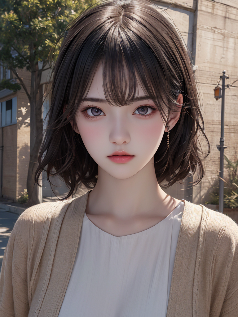 1girl,  (masterpiece, best quality), RAW photo, 16k wallpaper, extremely detailed CG, amazing, ultra detailed, hyperrealistic, official art, High quality texture, incredibly absurdres, highres, 18 years old, cute girl, beautiful face, detailed large black eyes,random background,outdoors,full body,