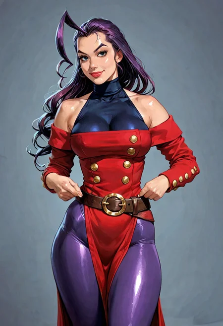 ((score_9_up, score_8_up, score_7_up)),hentai style,anime style)),(photo realistic),(((devilHS))),[neisan,reiq],[melkor mancin],score_9, score_8_up, score_7_up, score_6_up, SunsetRiders7 art style, 1 female, solo, standing, perfect face, Science Lab background,
BREAK 
<lora:PONYXL_StreetFighter_Rose_ownwaifu:1>, BREAK MainOutfit_Rose_ownwaifu, 1girl, hagoromo, hair slicked back, huge ahoge, long hair, purple eyes, purple hair, single hair intake, yellow scarf, bare shoulders, shoulder cutout, clothing cutout, halterneck, lips, turtleneck, makeup, off shoulder, scarf, belt, off-shoulder dress, red dress, detached sleeves, lipstick, jewelry, pantyhose, nose, leotard, antenna hair, cleavage, loose belt, long sleeves, side slit, buttons, purple pantyhose, covered collarbone, sidelocks, asymmetrical hair, brown belt, impossible clothes, long dress, flipped hair, forehead, narrow waist, skin tight, belt buckle, sleeveless turtleneck, thick thighs, bodysuit, purple bodysuit, red dress, side slit, black leggings,
<lora:add-detail-xl:0.15>,
cowboy shot,
smile, seductive, horny, rating-explicit, Expressiveh,
[devilhs],(chainsawman),[melkor mancin],(perfect face)big firm perky breasts,(voluptuous wide hips,bottom heavy,large ass),thigh_highs,shiny skin,bored,cold stare,arrogant,focus ass
slender body, large ass, round ass, high detail, perfect face, very close-up, looking at the viewer, magnificent,
(ultra HD quality details), perfect eyes, perfect face, detailed face, face focus, 
((medium breasts,huge ass:1.2)),(small waist:1.3),(voluptuous curvy body,large plump wide hips,thick thighs:1.4), bulging nipples, erect nipples,smiling,