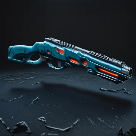 still life item inventory,photo focus on
 military ( gun weapon biohazard-blaster:1.3) energy-vintage-repeater, science fiction,  rugged, used, red-violet plasma
 4k, highly detailed, dark blue black background
 <lora:IteMaker_PNY-F:1>, grit, (rust:0.65), cracks, cracked surface, subtle messy, dust, weary, edges rusty dusty, surface scratches, peeled sun bleeched paint, smudges, crumbles, rugged, used