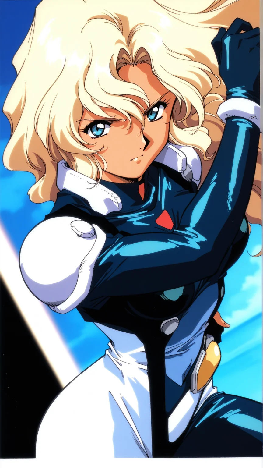 source_anime, general, best quality, masterpiece, 1girl, <lora:Rachel_Affas_ill:1> rachel_affas\(gbattle\),blonde hair, long hair, wavy hair, blue eyes,armor,bodysuit,serious, (angry:0.7), dynamic pose, dutch angle,