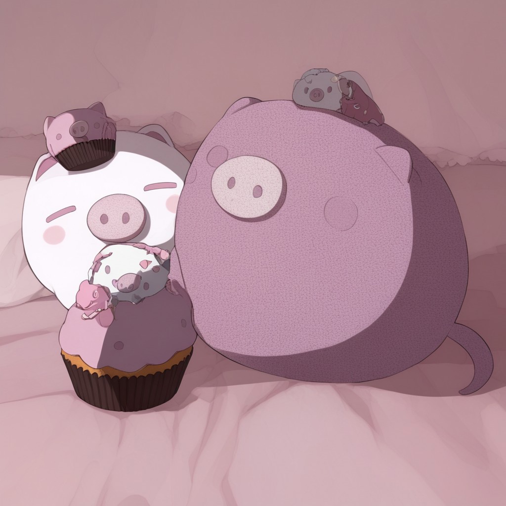 Boopig (monokuro boo / baby boo) eating a cupcake