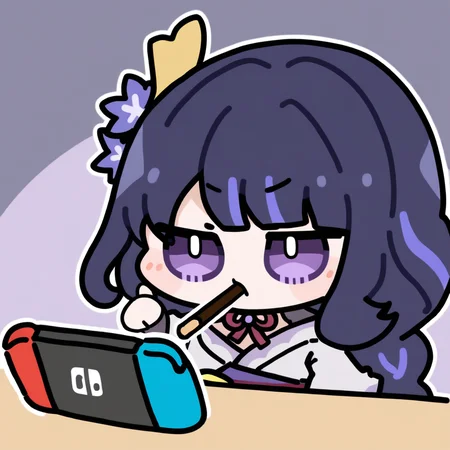 chibi,1girl,pocky,raiden shogun,nintendo switch,
<lora:Oldstore_noob_4:1>,
