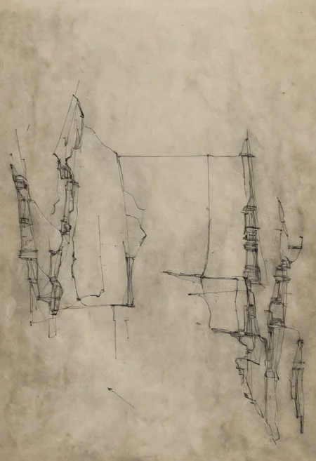 a professional hand sketch of architecture,
(POV view , DOF, first people view from the entrance, low angle shot:1.4),
(Ancient civilization, Alien Prometheus movie scene, dune movie scene:1.5), (The colonial city of the future, in the mist-filled Grand Canyon, on an unknown Earth-like planet, 2 moon on sky, Spaceship flight connects colonies, waterfulls:1.3), (Machu Picchu, a mountain settlement, incredibly spectacular:1.2), (Mario Botta:1.3), (avant-garde, future, reality, science fiction, photorealistic), (modern architecture:1.2), White limestone with black granite, fountain, waterfall, landmark, square, path, narrow street,
(Large Files, Ultra Realistic, 8K, 16k, FHD, HD, VFX, Perfect, Photography, composition, Architecture Sales Photography, Architecture Competition, Ultra High Resolution, Cinematography, High Resolution Image:1.1), (dramatic lighting, direct sunlight, ray tracing, clear shadow:1.2),  (real landscape:1.1), (blurred background:1.0), (urban background, more_details) ,
great lighting, extremely detailed, hillscastel, Neo Classic, Architecture sketch