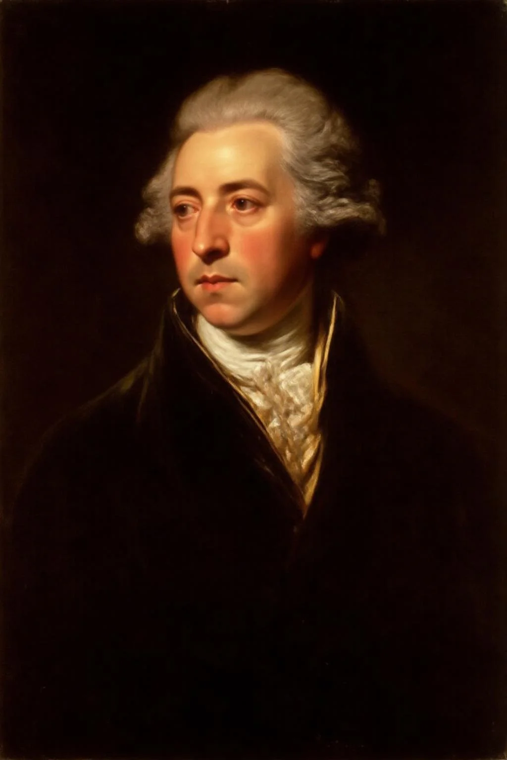 jore1 painting.
A 18th-century man with a serious, contemplative expression. The man has a pale complexion and curly, light-colored hair styled in a powdered wig, typical of the period. He has a prominent forehead, a slightly pointed chin, and expressive, slightly downturned eyes. The background is a deep, dark brown, which contrasts sharply with the lighter tones of the subject's face and attire, drawing attention to him. The man is dressed in the fashion of the late 18th century, wearing a dark, high-collared coat with a white cravat tied in a intricate, elaborate style around his neck.
<lora:jore1_cap_d6a3e12:1.0><lora:818387687615556442:0>
