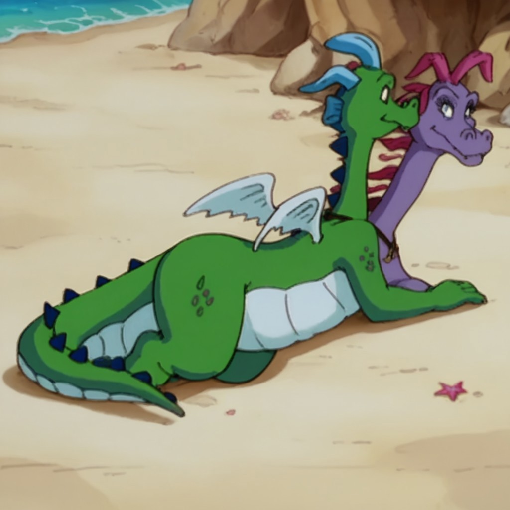score_9, score_8_up, score_7_up, score_6_up, score_5_up, score_4_up, source_furry, zak&wheeziedt, semi-anthro, dragon, wings, jewelry, necklace, lying, on stomach, on beach,