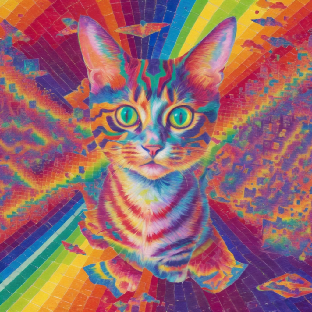 <lora:4l1y:1>4l1y  psychedelic cat flying through hyperspace