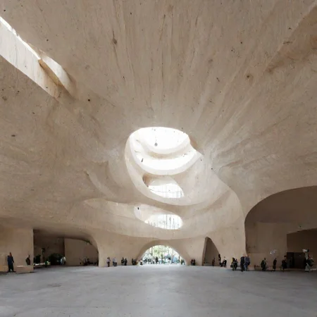 art gallery, circular volumetry and circulation