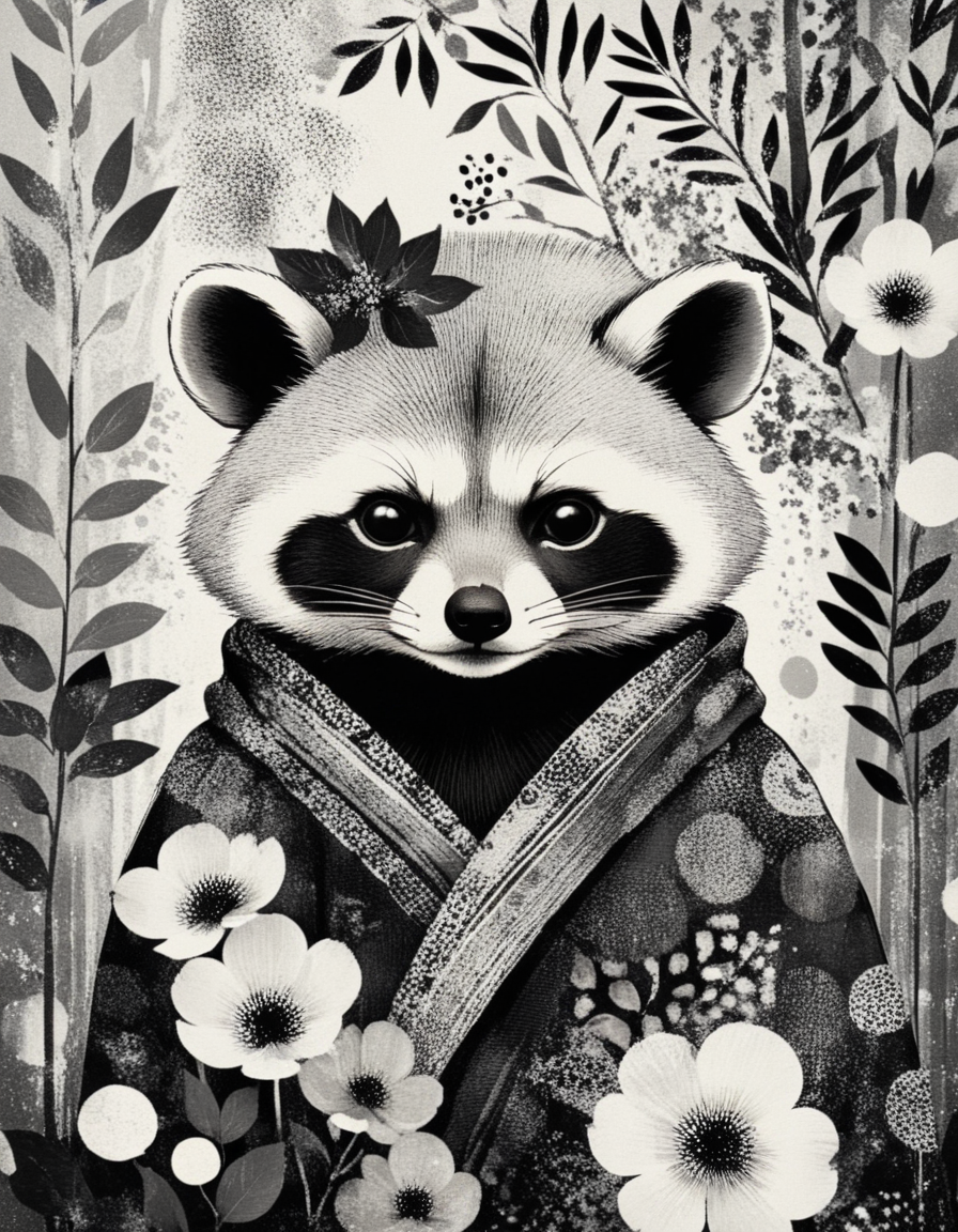 novuschroma style tanuki illustration with patterns <lora:108_novuschroma_1:1>