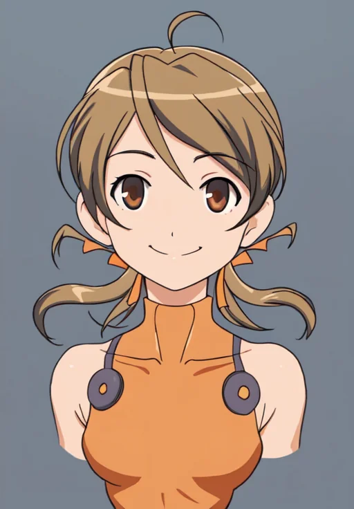 <lora:Sky_Girls:0.6>,Karen,smile,portrait,closed mouth,orange leotard,