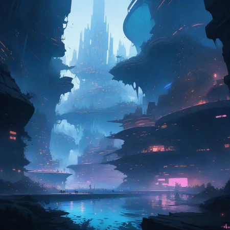 scifi, winding side street in a techno-optimist subsurface scattering aqua fantasy underwater city beyond the beginning of the multiverse, masterpiece, by Alex Jay Brady, cityscape, high rise