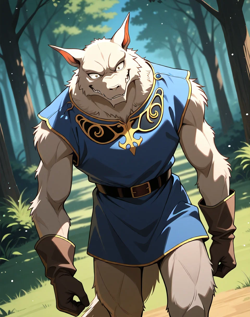 <lora:Kobold_(Record_of_Lodoss_War)_(Illustrious)_(AD):1> kobold, muscular, Record of Lodoss War,
dutch angle, exterior, battleground, dynamic action, dutch angle, fantasy forest, nature landscape,
kobold soldier, no pants, fur tail, furry body, cowboy shot, bent leg, twisted torso, male chest focus, smug,
BREAKvery awe, aesthetically pleasing, masterpiece, best quality, amazing quality, very aesthetic, perfect depth of field shot, masterclass color theory, in'ei, gradient style coloring,
EZRealPONYXL, zPDXL, Smooth Quality, lazympos, IllustQualXL_Pos, lazynsfw,