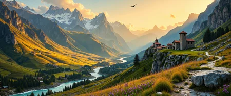 Intricate wax crayon artwork depicting the mesmerizing Albanian Highlands at golden hour, where ancient stone villages cling dramatically to emerald-green slopes beneath jagged limestone peaks dusted with snow. Terraced fields cascade down mountainsides in geometric patterns, while shepherd paths wind through wildflower meadows buzzing with honeybees. Traditional kulla fortified towers rise from valleys shrouded in whispers of mist, with orthodox churches perched on prominent outcrops. Crystal-clear mountain springs feed turquoise rivers that carve through dramatic gorges. The warm evening light bathes everything in amber hues, creating long shadows across the rugged landscape while eagles soar overhead. Detailed alpine flora includes purple crocuses and native orchids nestled between weathered rocks. 8K resolution, photorealistic textures, masterful depth of field with sharp foreground details gradually softening toward distant mountain silhouettes. <lora:artisketchyfs-v02:0.4> <lora:FluxMythR3alisticF:0.4> <lora:Bonafida.Studio:0.3> <lora:flux_dev:1>