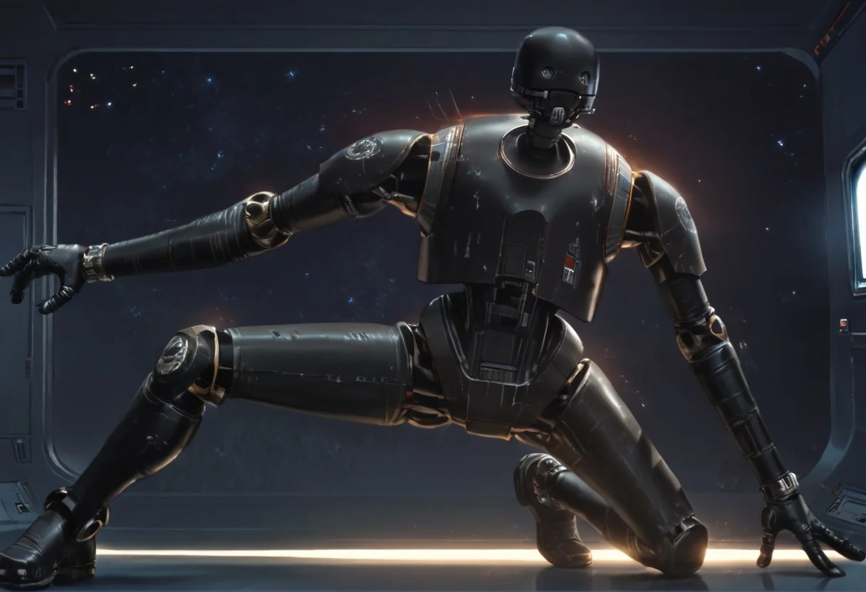 masterpiece illustration, (score_9, score_8_up:1.1),
((1robot, k-2so-star_wars )), space station, space ship,
detailed, , light and shadow, volumetric lighting, , science fiction, action, dynamic, portrait, detailed background, full body, fighting position, action pose,