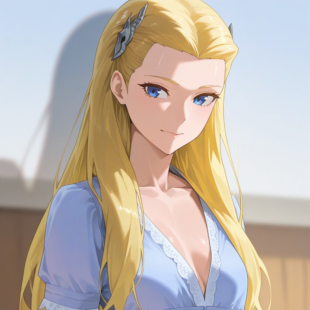 (best_quality, detailed, masterpiece, very_aesthetic, absurdres), general, m.q \(mqkyrie\), (zuharu:0.5)
BREAK
1girl, small breasts, upper_body, adult, ambient occlusion, ray tracing, shiny skin, blurry background, drop shadow
BREAK
louisasmtj, long hair, blonde hair, blue eyes, hairclip, dress, collarbone