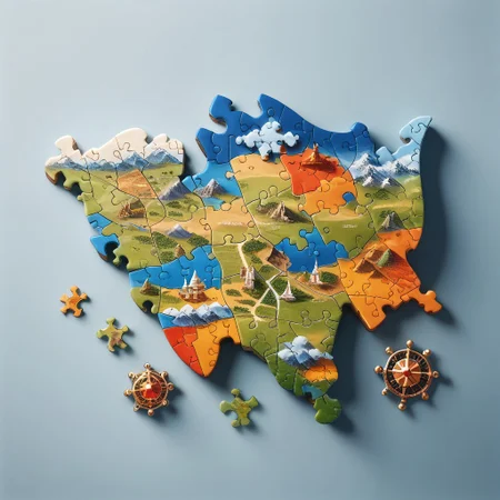 masterpiece, score_9, score_8_up, score_8, score_9,  complex, a world map made of puzzle, one piece apart, ((puzzle_morph_rks))