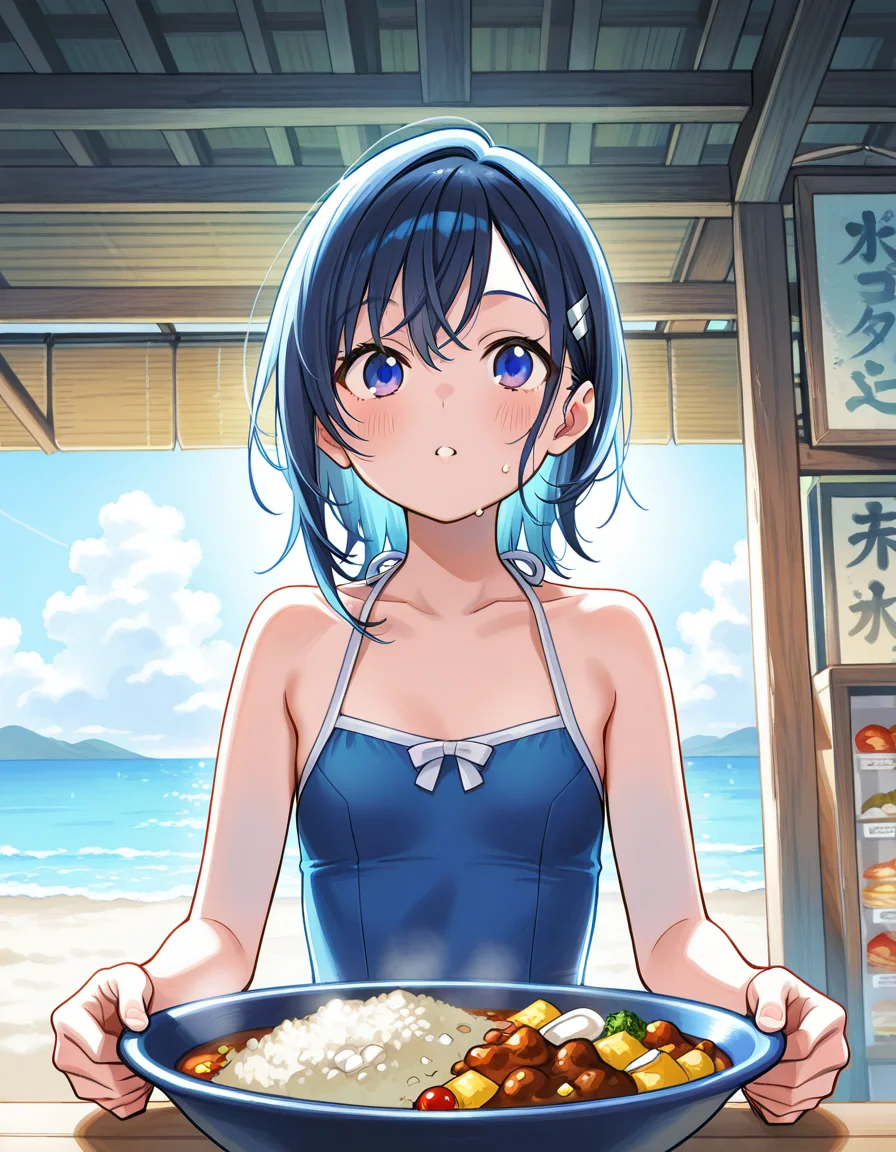score_7_up, anime BREAK official art, solo, 1girl, one girl,
<lora:uminoie:1>, uminoie,
food, solo, indoors, curry rice, shop, sign, beach
(masterpiece:1.3), best quality, high resolution, unity 8k wallpaper, extremely detailed CG, 8K, (watercolor \(medium\), muted color, sketch:1.1), perfect anatomy, highly finished, masterpiece, best quality, high quality, amazing quality, great quality, very aesthetic, ultra detailed, highres, absurdres, highly detailed, highly detailed background,