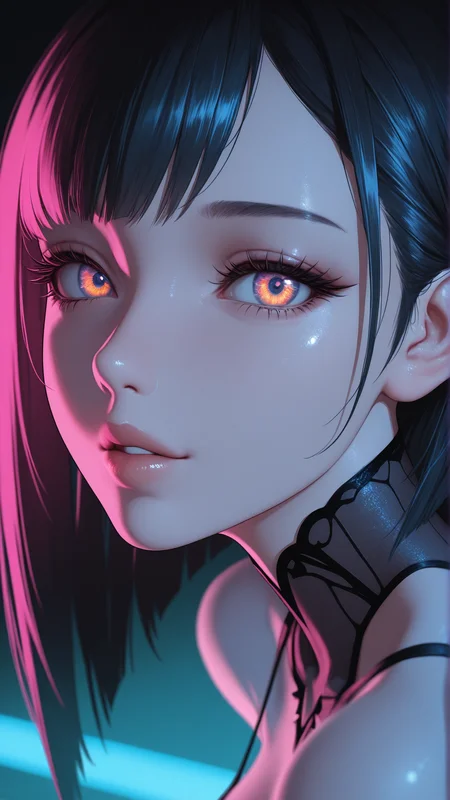 1girl,milf,parted lips,glossy lips,eyelashes,portrait,cyberpunk vibe,
available light,Glowing neon reflection,subtle shadows,
efined elegance,high-angle,elegant neckline,soft shoulder curve,gentle tilt, depth of field,focused subject,dynamic angle,side view,dutch view, looking at viewer,face focus, dynamic motion, expressive,
masterpiece,best quality,amazing quality,very aesthetic,absurdres,newest,detailed eyes,
A professional,high-quality,hyper-realistic portrait of a woman, 3D