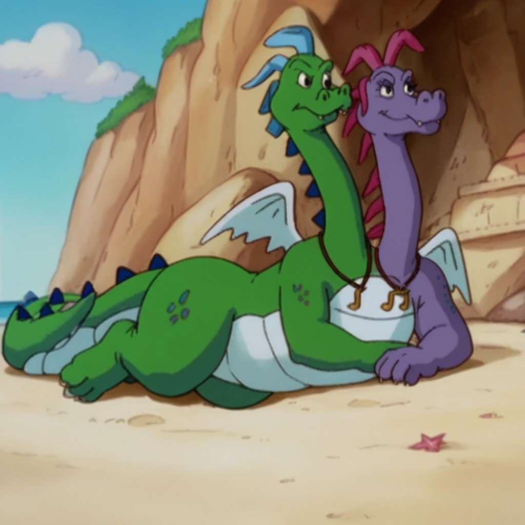 score_9, score_8_up, score_7_up, score_6_up, score_5_up, score_4_up, source_furry, zak&wheeziedt, semi-anthro, dragon, wings, jewelry, necklace, lying, on stomach, on beach,