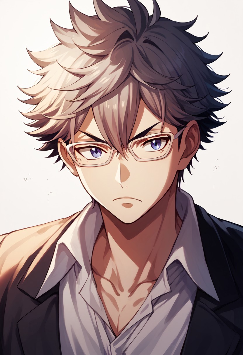 score_9, score_8_up, score_7_up, source_anime, rating_safe, Ushinin, 1boy, male focus, glasses, serious,