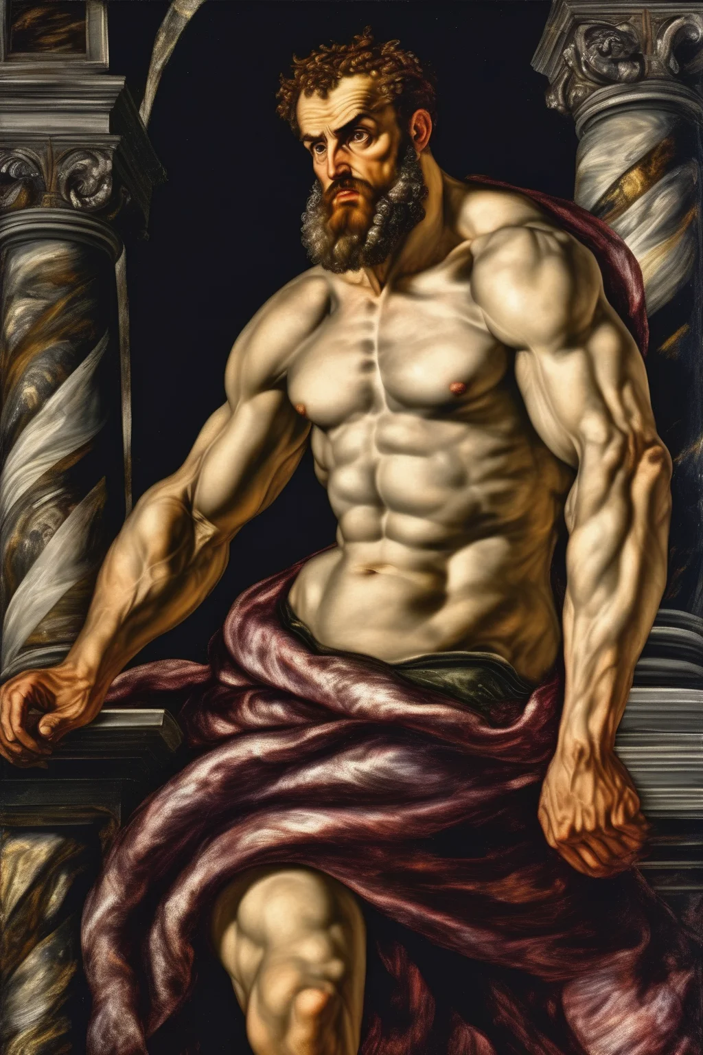 <lora:Tintoretto Style:1>Tintoretto Style - muscled man coding style Tintoretto