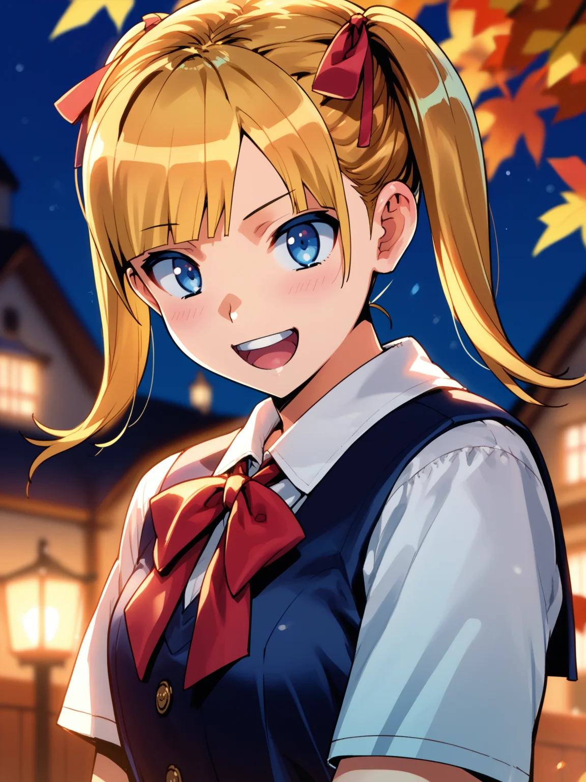 (cowboy shot, solo focus:1.2) <lora:happy_tentacle-rina-v0.3-000034:0.9>, ht_rina, blonde hair, twintails, , hair ribbon, red ribbon petite, ( :1.1) (perky breasts:1.2) ( , , (excited :1.2) , smile , :1.2) , outdoors, vegetation, (overgrown :1.1), autumn , (night, night sky :0.6), , (:0.5), , (medieval :0.9), school, (school uniform:1.2) (( from side :1.3) :0.8) score_9, score_8_up, score_7_up, score_6_up, score_5_up, score_4_up, ( [(realistic, photorealistic:1.3):(realistic:1.2):16] [(3d:1.2)::14] :1) <lora:LUUNA's Lunas-NijiJourney-SDXL-B2:0.35>, nijijourney <lora:prgfrg23's Counterfeit-V3.0 Style SDXL_LoRA_Pony Diffusion V6 XL:0.5> <lora:mfcg's mfcgXL:0.12> <lora:reweik's gyokai(himehajime)_PonyXL_style_v01:0.14>