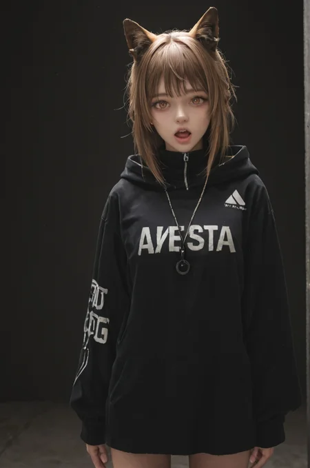 Stable_Yogis_PDXL_Positives, looking at viewer, 1girl, astesia \(arknights\), arknights cowboy shot open mouth <lora:Braces_Only:1.0><lora:ttokgirls:0.2>