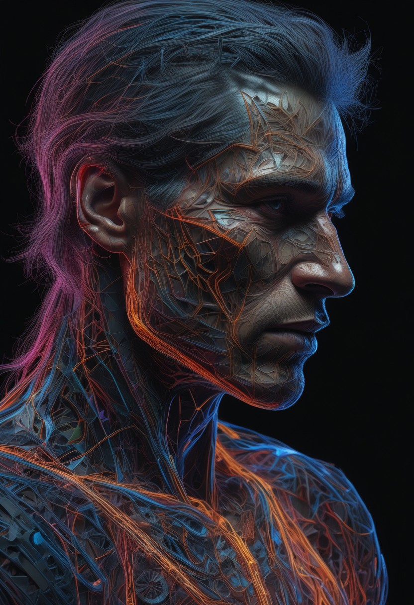 masterpiece, best quality,highly detailed and hyper realistic, hyper real, neon-outlined male figure in the dark with vibrant colors and reflective surfaces, (dark shot:1.17), epic realistic, faded, ((neutral colors)), art, (hdr:1.5), (muted colors:1.2), hyperdetailed, (artstation:1.5), cinematic, warm lights, dramatic light, (intricate details:1.1)