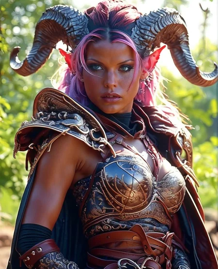 RAW photo, (masterpiece:1.3), subsurface scattering, heavy shadow, (high quality:1.4), (intricate, high detail:1.2), professional photography, HDR, High Dynamic Range, realistic, ultra realistic, photorealistic, high resolution, film photography, ambient lighting, atmospheric effects, <lora:detail_slider_v4:2>, OverallDetail, a female tiefling bard, intricate leather armor and robe, belt, bracers, cape, (very small horns), tiara, <lora:Tiefling:0.7>, epiCPhoto, <lora:zoom_slider_v1:-1>