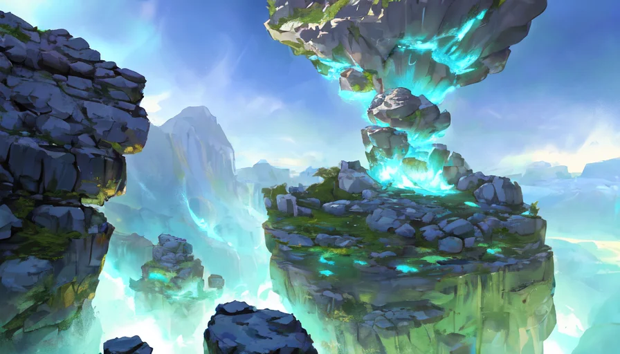 Conceptart,Concept Art,SamWho,mksks style, species,floating rocks