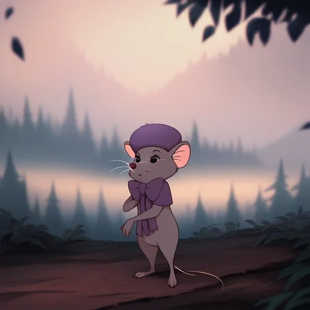 score_9, solo, bianca, hat, mouse, tail, outdoors, natural lighting