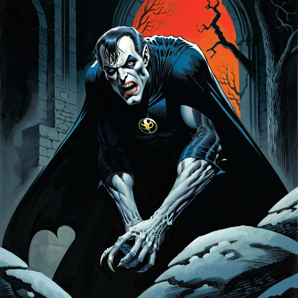 color illustration in berniewrightson style, extremely detailed, masterpiece, tenebrism, high contrast,
Vampire , hero pose
<lora:BernieWrightson_Style_XL_V4.1:0.7>