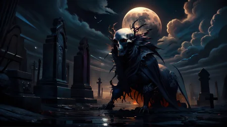 (masterpiece, best quality, fullscreen), [(full body:1.0)::0.3] (photo of a big death [magical being:creature|zombie|skeleton|ghoul|vampire|reaper}:0.6]:1.3), <lora:EYES darkness_v100:0.6> (at night, darkness, no light), (wearing dark ragged Druidic Wrap:1.4), (Retro Fungoid body with Blob-like head and with two Scaled Appendages:1.3), <lora:EFFECT EdobHorrorLandscape_v1.0:0.3> (edobhorrorlandscape), <lora:EFFECT æ­»ç¥:0.4>, (background cemetery with Whipping black ink clouds and the full moon in the sky:1.2), (Rim Lighting lighting:1.2), , <lora:MONSTER ral-zhibi-sd15:0.4> zhibi, , (look at the viewer:1.1), , <lora:SLIDER weight_slider_v2:0.5>,<lora:LIGHT nLoRA:0.6> dark theme, <lora:QUALITY Space - [Background] - Version 1:0.5>, <lora:QUALITY add_detail:0.4>, (Full body Shot, Shallow Focus Shot, Low Angle Shot:[1.2:0.5:0.1]), heavily detailed, stygical, , (sharp focus), <lora:EFFECT Magic card fakemtg_label:1> fakemtg, (no humans), tricate, elegant, highly detailed, centered, digital painting, artstation, concept art, smooth, sharp focus, illustration, artgerm, donato giancola, Joseph Christian Leyendecker, WLOP, Boris Vallejo