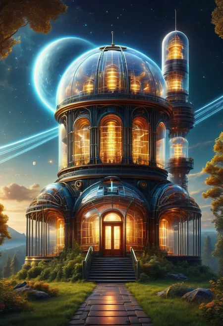 DonMN1x137ub35XL hyper detailed masterpiece, dynamic realistic digital art, awesome quality,poorly lit surroundings,restful overlook,meandering astronomical observatory crepuscular rays,dejà vu, pollutive,cultural preservation , <lora:DonMN1x137ub35XL:1>