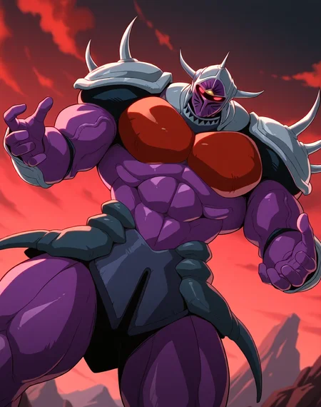 <lora:Lanacuras_(Shinzo)_(Illustrious)_(AD):1> Lanacuras, muscular, Shinzo,
exterior, vivid anime dark sky with black clouds, mountains, nature, end of the world background, red and green clouds in the sky, fighting,
dynamic action, dutch angle, cowboy shot, detailed face, detailed eyes, glowing red eyes,
hyper muscular, end boss, large wide rounded protruding pecs, bulging muscles, large rounded muscular shoulders, large biceps, large thighs, abs, red pecs, perfect hands, peak physical conditioning, pinnacle of manly perfection, perfect physique, veiny muscles, commanding oppressive presence,
BREAK: very awe, aesthetically pleasing, masterpiece, best quality, amazing quality, very aesthetic, perfect depth of field shot,
BREAK: lazympos, lazypos (2),