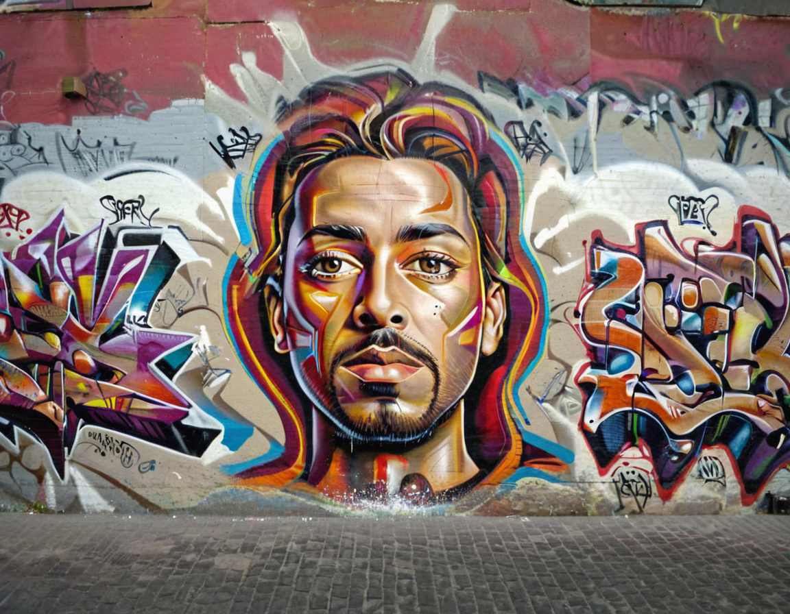 cinematic still graffitilora, wall, graffiti, 1man, portrait . emotional, harmonious, vignette, 4k epic detailed, shot on kodak, 35mm photo, sharp focus, high budget, cinemascope, moody, epic, gorgeous, film grain, grainy, graffitilora, wall, graffiti, 1man, portrait, intricate detail, detailed, vivid colors, colorful, cinematic, sharp focus, surreal, beautiful, symmetry, highly advanced, futuristic, magical, full color, open atmosphere, professional, artistic, whole background, dynamic light, elegant, confident, unique, epic, perfect, illuminated, best, pretty