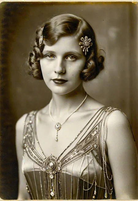 Vintage photo in 1920s of a young woman