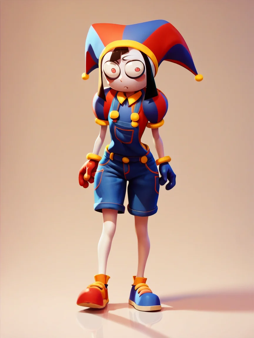 score_9, score_8_up, score_7_up, score_6_up, score_5_up, <lora:ADCXLP:1> adc, overalls, shoes, jester cap, 1girl, curvy,