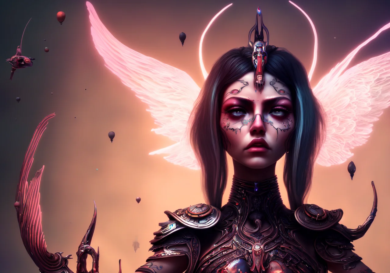 textless, best quality, War in Heaven (serphm:1.3) Archangel (extra arms:1.2) holding god weapons, battling demons in another world, ggffff666666