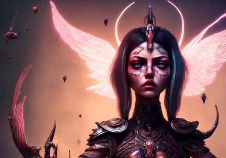 textless, best quality, War in Heaven (serphm:1.3) Archangel (extra arms:1.2) holding god weapons, battling demons in another world, ggffff666666