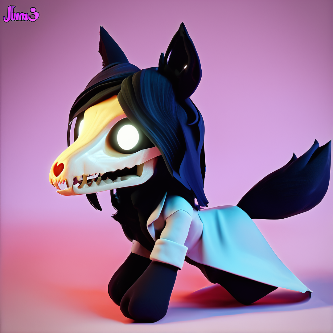 1girl, solo focus,<lora:Mal01471-000007:1> scp-1471, scp-1471-a,mal01471,black fur, full body, paws, wearing a labcoat, glowing white eyes,<lora:style_toyfumo_ponyXL:1> fumo \(doll\), 3d, side view from above,, detailed, masterpiece,score_9, score_8_up, score_7_up, score_6_up, best quality