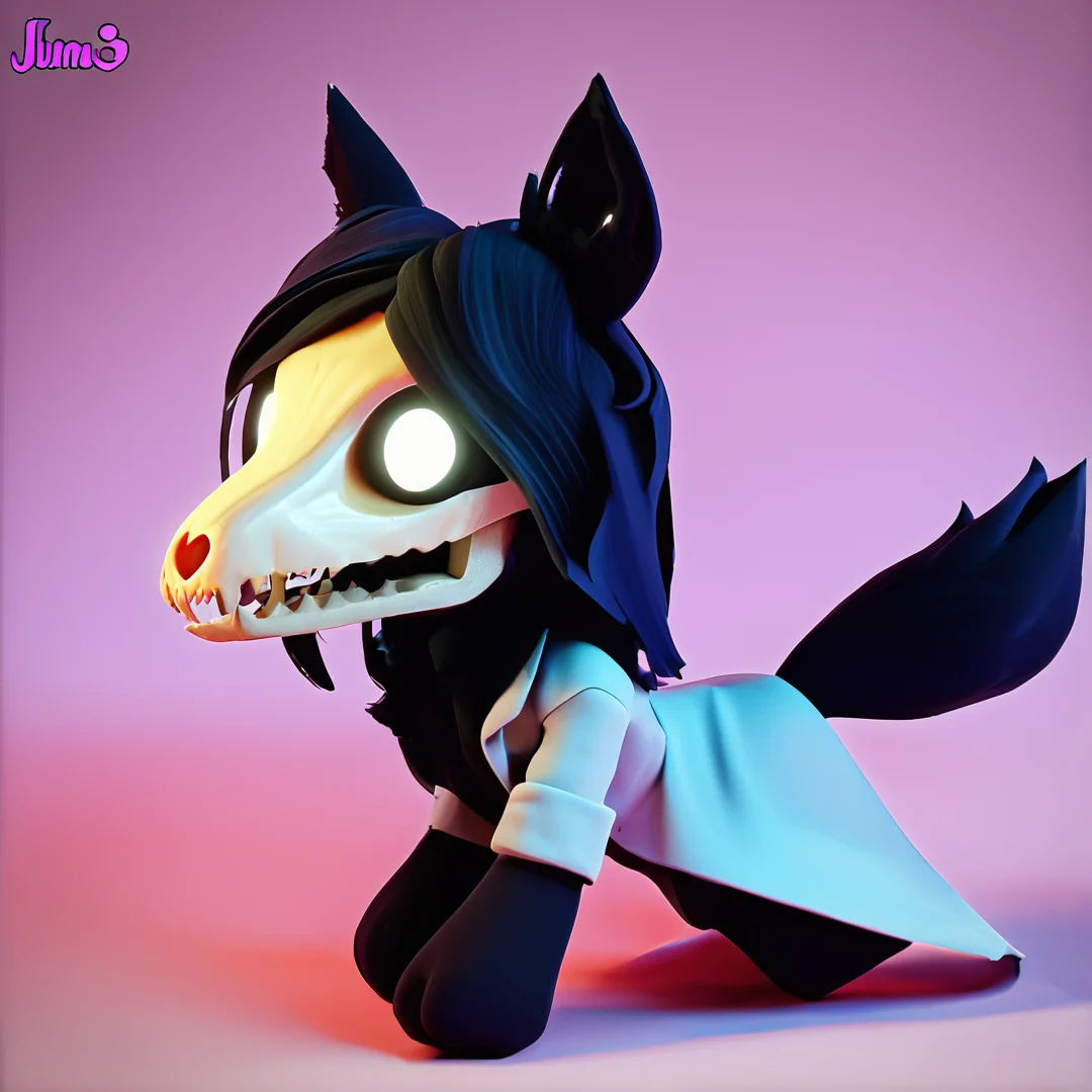 1girl, solo focus,<lora:Mal01471-000007:1> scp-1471, scp-1471-a,mal01471,black fur, full body, paws, wearing a labcoat, glowing white eyes,<lora:style_toyfumo_ponyXL:1> fumo \(doll\), 3d, side view from above,, detailed, masterpiece,score_9, score_8_up, score_7_up, score_6_up, best quality