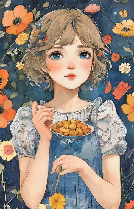 masterpiece,best quality,<lora:tbh143-sdxl:0.8>,idolmaster cinderella girls,illustration,style of Alice Provensen,
