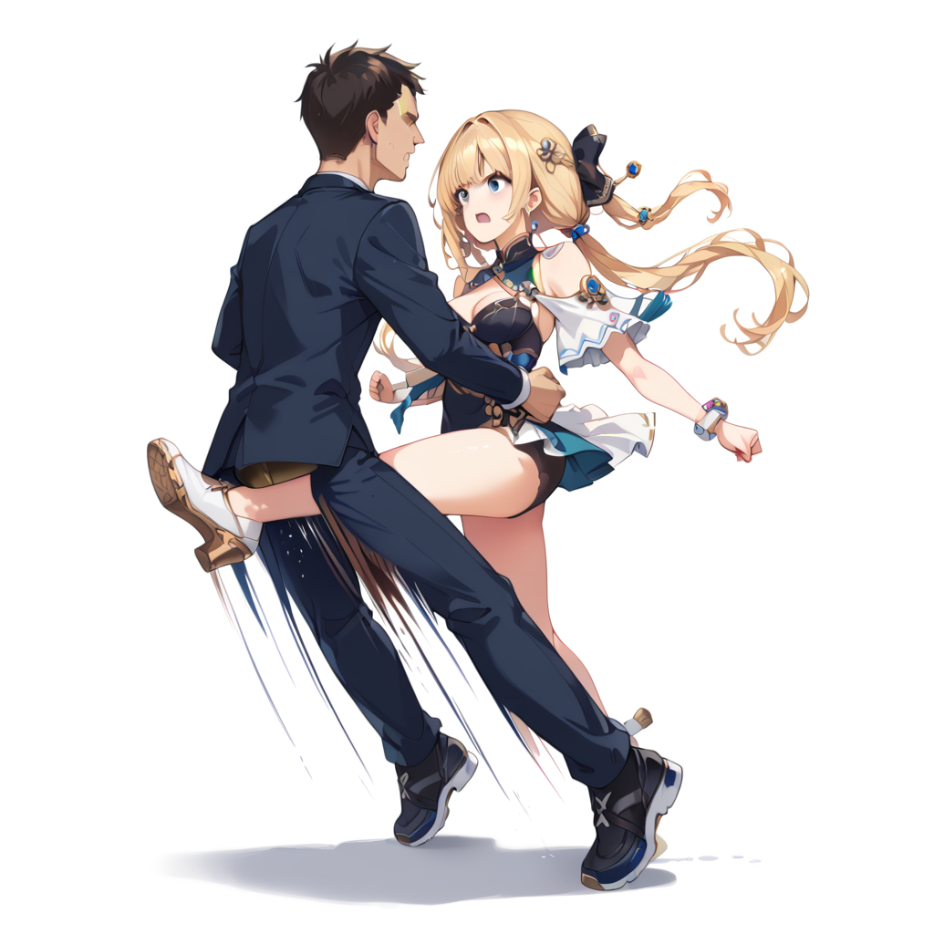 score_9, score_8_up, score_7_up, best quality, masterpiece, source_anime,  BREAK,  1girl, 1boy, crotch kick, kicking<lora:clotch_kick:2> solo focus, simple background