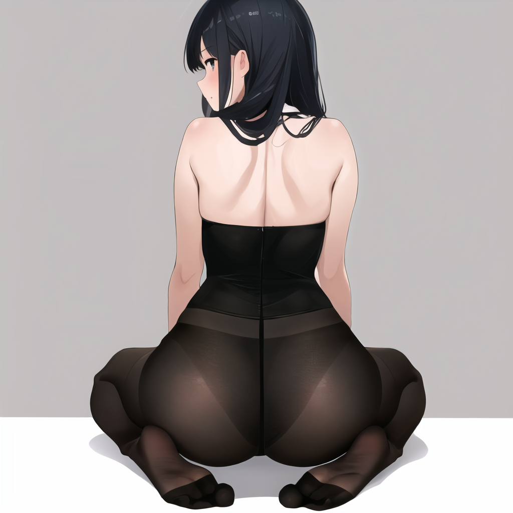 masterpiece, best quality, ultra-detailed,  1girl, seiza, sitting,  from behind, feet, pantyhose