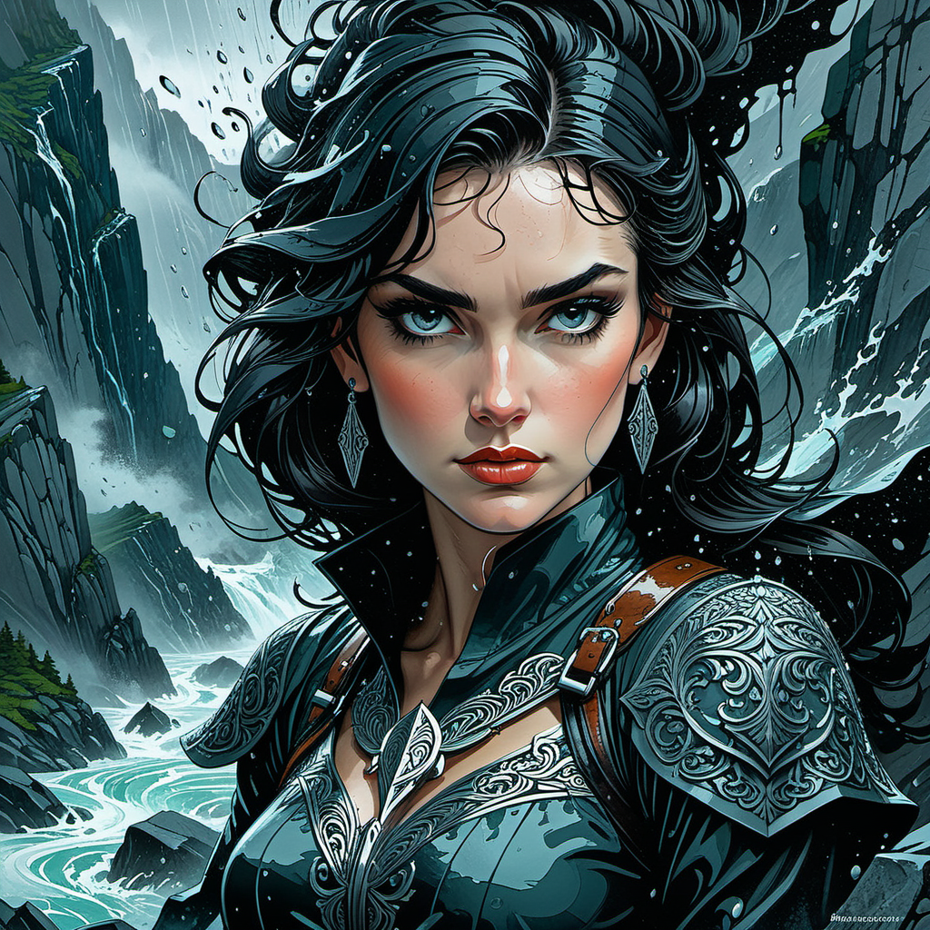 by Duncan Fegredo and Abigail Larson, hyper detailed, professional poster art, bold lines, award winning, trending on ArtStation , (intricate details, masterpiece, best quality:1.4), looking at viewer, dynamic pose
splendid Crag
wet weather
Craig Thompson
texture top down close-up