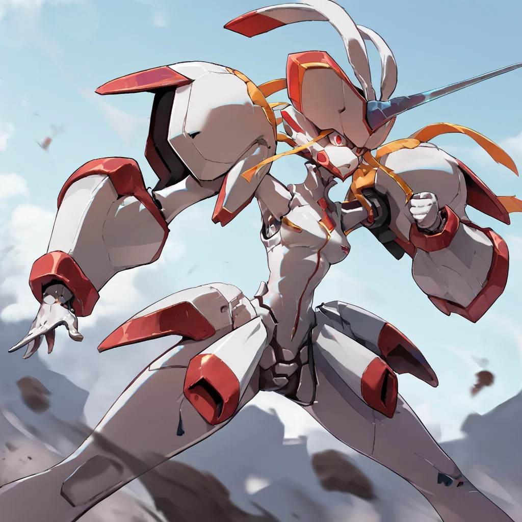 score_9, score_8_up, score_7_up, score_6_up, score_5_up, score_4_up, source_anime, Strelizia, robot, city, action pose