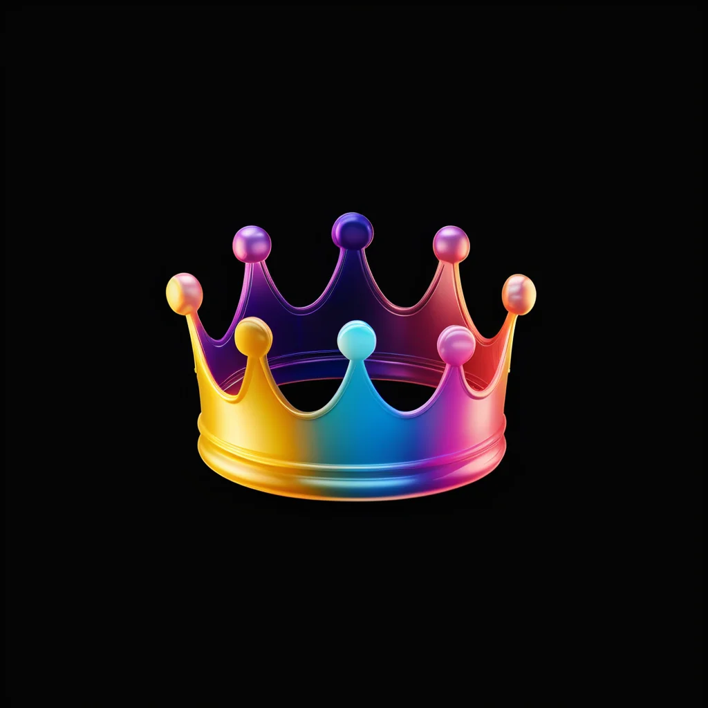 j_icon,a crown,gradient color,black background,