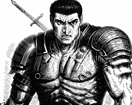 portrait of guts \(berserk\) preparing to berserk,art by llbreton, <lora:LLbretonXL-000004:1>