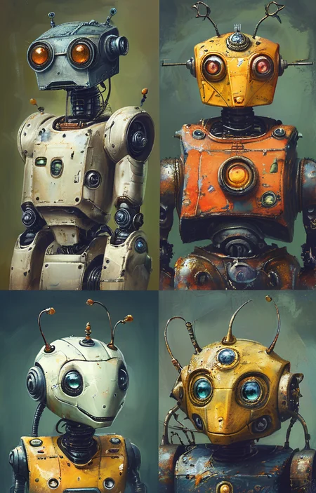 masterpiece,best quality,<lora:tbh266-sdxl:0.9>,illustration,style of Bestiary portrait of Housework robots