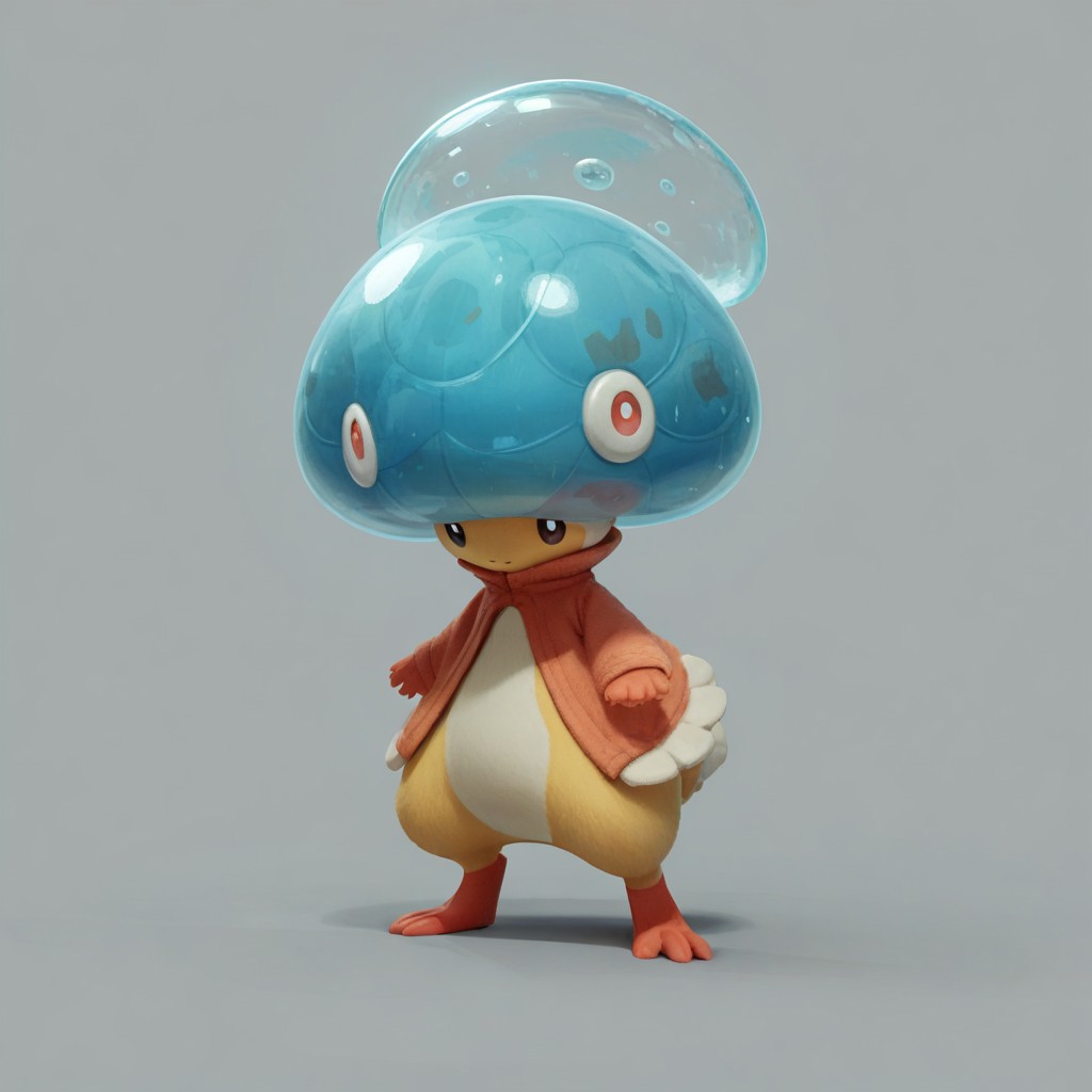 score_9, score_8_up, score_7_up,
p0k3m0n, pokemon, pokemon (creature), no humans, transparent background, simple background, full body, solo, standing,
(jellyfish:0.5), (mushroom:0.5), (virtual:0.5), (holographic magic:0.5), (red panda:0.5), (tail:0.5),
simple background, grey background,